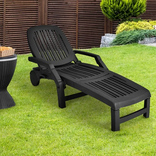 Vista 4 de COSTWAY Sillón reclinable ajustable de 2 piezas, resistente a la intemperie, color negro