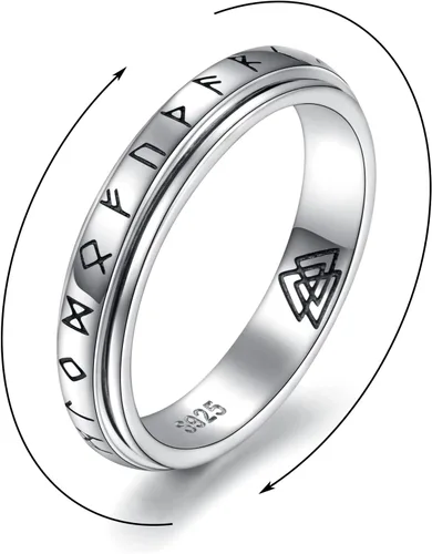 Vista 12 de 925 Sterling Silver Spinner Fidget Ring for Women