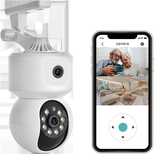 Vista 2 de Cámara de doble lente, cámara panorámica inteligente inalámbrica WiFi, vigilancia remota de 360 grados, seguimiento automático de vigilancia remota