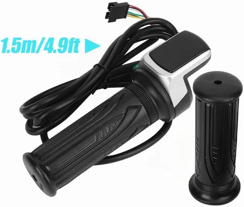 Vista 6 de Empuñadura de acelerador de bicicleta eléctrica, manillar giratorio para mini 6 núcleos, agarre universal de bicicleta con interruptor pantalla LCD