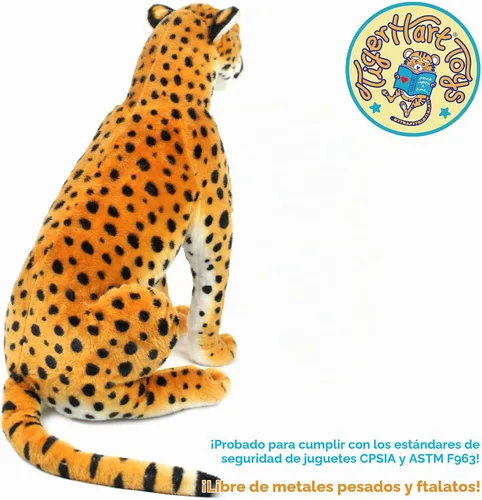 Vista 5 de TigerHart Cecil The Cheetah - Peluche de leopardo grande de 25 pulgadas de alto