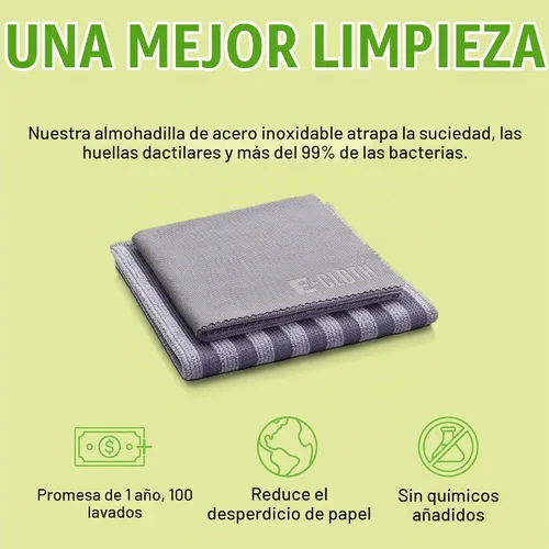 Vista 5 de Kit de Paño de Limpieza de Microfibra de Acero Inoxidable E-Cloth - Limpiador de Acero Inoxidable para Electrodomésticos, Horno, Estufa y Más