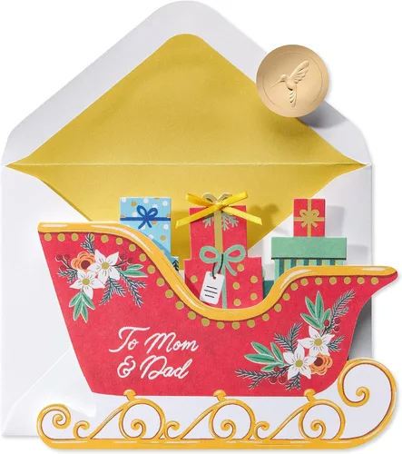 Vista 7 de Papyrus - Tarjeta de árbol de Navidad con copos de nieve metálicos (Deseos alegres)