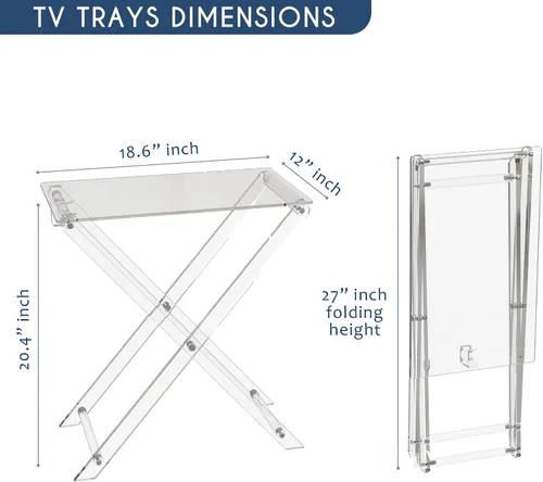 Vista 9 de Bandeja de TV plegable de acrílico, mesa plegable para muebles modernos y pequeños, mesa auxiliar para sala de estar, dormitorio, cocina, mesa