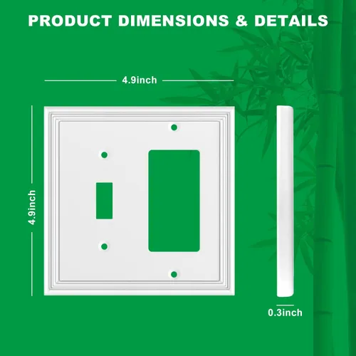 Vista 3 de Cubiertas Decorativas Blancas para Interruptores de Luz Combinados, Placa de Pared, Material Natural, Cubiertas de Salida de Placa de Interruptor