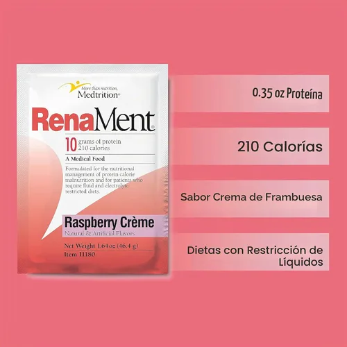 Vista 2 de Medtrition Renament - Batido de proteína en polvo de crema de frambuesa, 1.64 onzas, paquete de 60