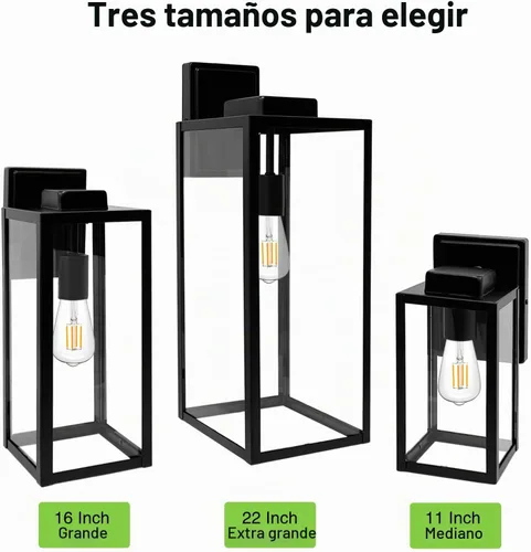 Vista 7 de hykolity - Farol de pared para exteriores de gran tamaño, 16 pulgadas Waterproof Exterior Wall Sconce, Anti-Rust Wall Mounted Lighting with Glass
