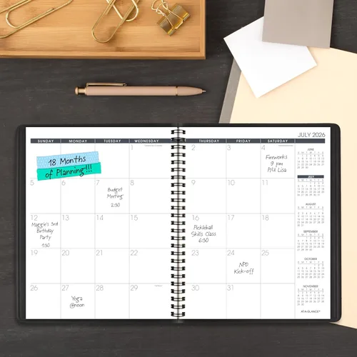 Vista 2 de AT-A-GLANCE Planificador 2026-2027 - Calendario académico mensual de 18 meses de julio a diciembre, 7 x 8-3/4 pulgadas, negro (7012705)