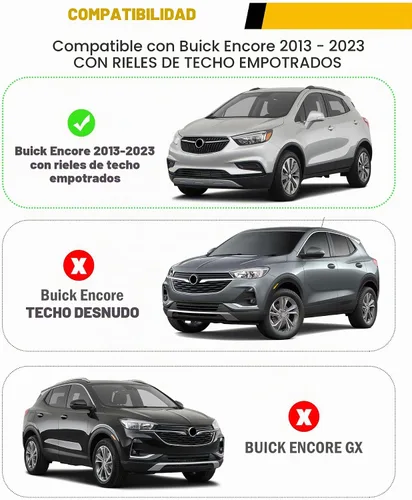 Vista 2 de Barras Transversales de Techo Compatibles con Buick Encore 2013 2014 2015 2016 2017 2018 2019 2020 2021 2022 Portaequipajes con Barras Transversales