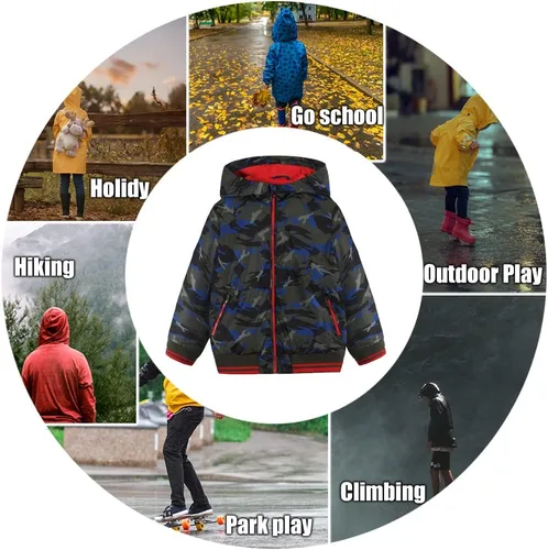 Vista 10 de SNOW DREAMS Chaqueta de lluvia para niños, impermeable, rompevientos ligeros