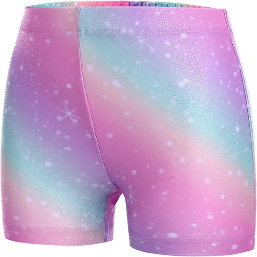 Vista 2 de Zaclotre Pantalones cortos de gimnasia para niños y niñas bailarina con brillo pantalones cortos de gimnasia atlética