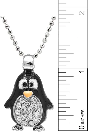 Vista 3 de Collar de pingüino negro con cuerpo redondo plateado, Latón