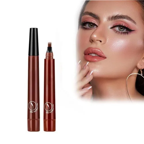 Vista 10 de Lápiz de microblading para cejas, 2024 NUEVO Lápiz de tatuaje mágico para cejas 4 puntas de horquilla, crea cejas naturales tipo cabello, lápiz