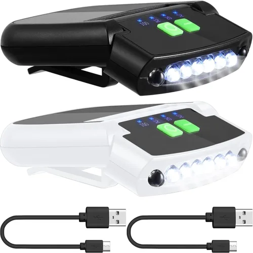 Vista 11 de Mudder Linterna LED con clip para gorra USB recargable, linterna impermeable ultra brillante para sombrero, linterna de cabeza para pesca
