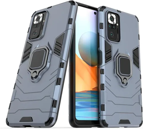Vista 8 de Compatible con Xiaomi Mi Redmi Note 10 Pro, Redmi Note10 Pro Max, soporte de anillo de metal a prueba de golpes