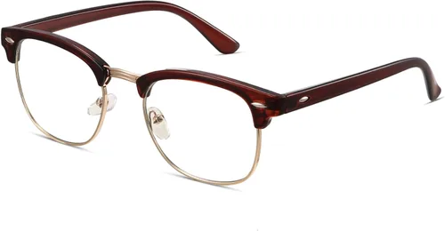 Vista 13 de racico Blue Light Glasses for Men Computer - Gaming Blocking Anti Eyestrain UV Clear Lens Vintage Half Frame Fake Eyeglasses