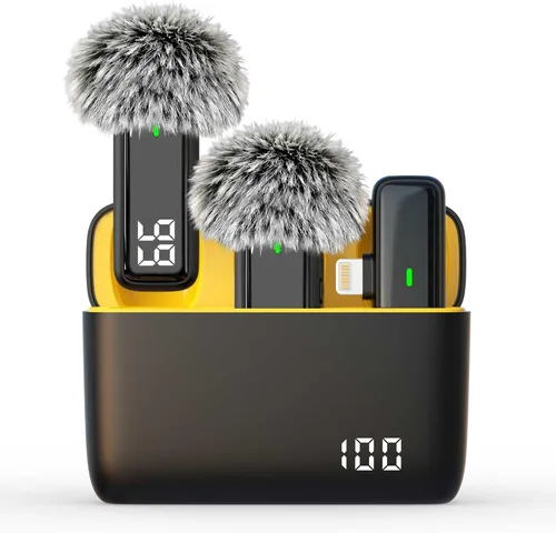 Vista 13 de Micrófono Lavalier inalámbrico para Android, micrófono de teléfono USB C Mini Mics with Noise Reduction,35H Charging Case, 75FT Transmission, Clip