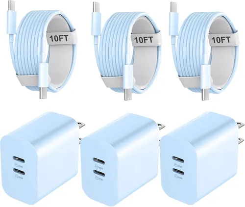 Vista 13 de Cargador rápido para teléfono 17/16/15 Pro Max, bloque de carga rápida USB C de 20 W con cable de carga USB C a C de 6 pies de largo para teléfono