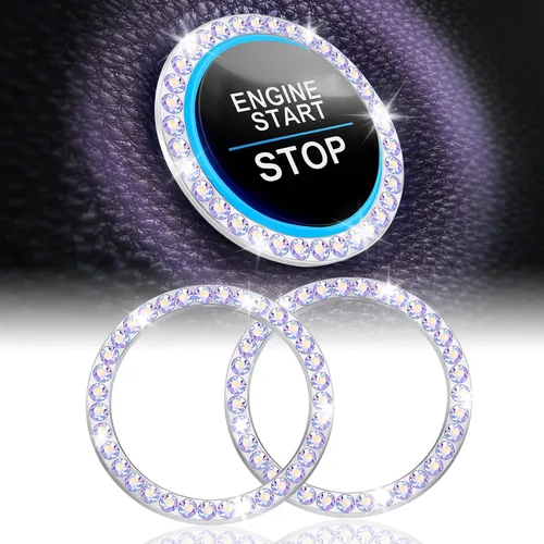 Vista 15 de LivTee 2 PCS Anillo de Decoración de Cristal con Pedrería para Motor de Automóvil de Arranque y Parada, Accesorios Brillantes para Interior de Negro