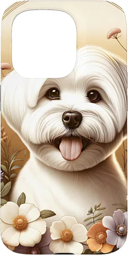 Vista 14 de Maltese Dog Summer Wildflowers Artwork Case for iPhone 17