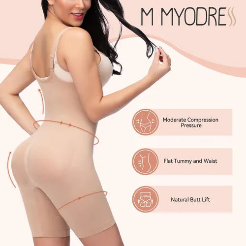 Vista 4 de M MYODRESS Faja moldeadora para mujer, con control de abdomen, sin costuras, busto abierto, levantador de glúteos, moldeador de esculpir