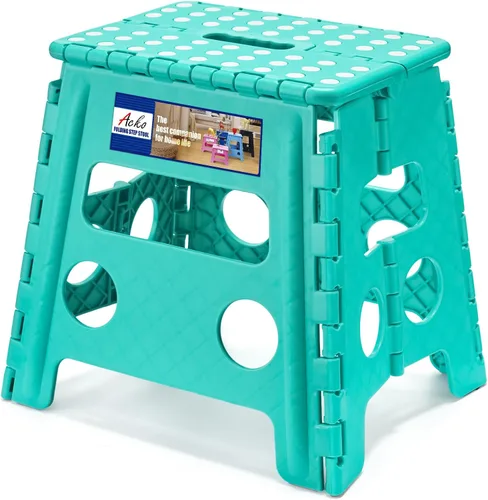 Vista 49 de ACKO Taburete plegable de 13 pulgadas, soporta 300 libras para adultos y Bicolor Verde