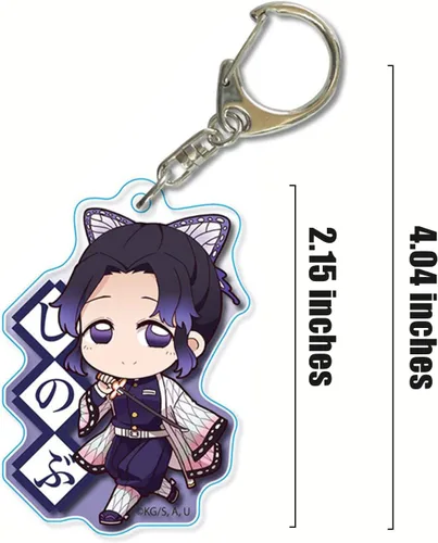 Vista 2 de Flamewolf Anime Keychain Set, Anime Keychain, Kimetsu no Yaiba Acrylic Keychains, 2D Pendant Hanging Bag Ornament