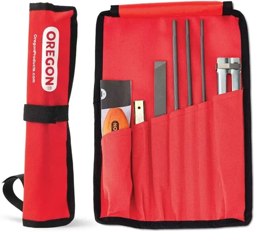 Vista 2 de Oregon Kit de afilado universal de 7 piezas y pistola de engrase para motosierras, lubricante multiusos precargado, fácil de recargar, universal