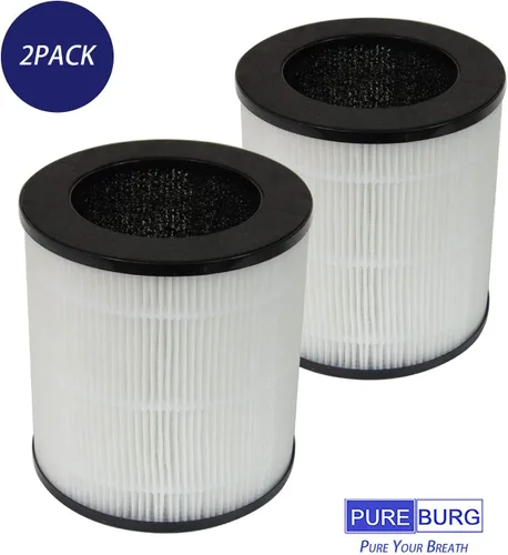 Vista 2 de PUREBURG Filtro de repuesto compatible con el purificador de aire silencioso QUIETPURE KJFC15, paquete de 2 filtros de carbón activado HEPA H13 de 3