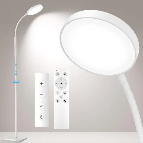 Vista 12 de Lámpara de pie PACOVY, lámparas de pie ajustables de altura para sala de estar dormitorio, lámpara de pie regulable de cuello de ganso súper
