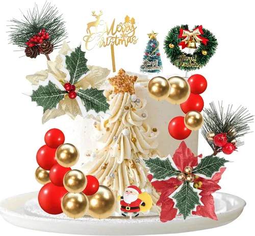 Vista 22 de Rsstarxi Paquete de 24 Adornos para Cupcakes Oh Baby de Navidad con Purpurina, Sombreros de Navidad, Palillos para Cupcakes de Baby Shower para Baby