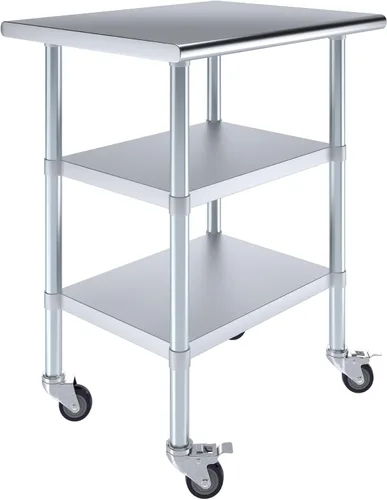Vista 11 de AmGood Stainless Steel Work Table with 2 Shelves and Casters Metal Utility Table On Wheels