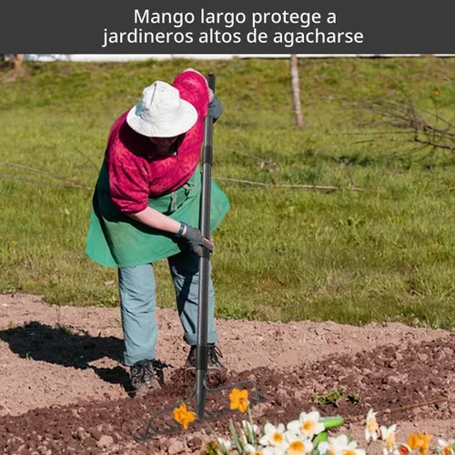 Vista 3 de Rastrillo de arco, rastrillo de hojas de 17 puntas, rastrillo de paja para césped, mango largo de 63 pulgadas para jardinería, rastrillo de jardín