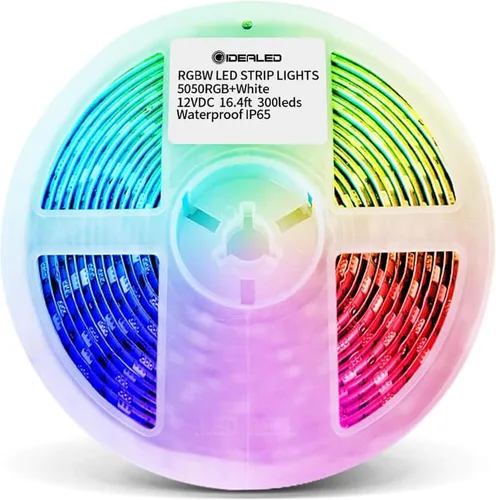 Vista 6 de GIDEALED Kit de tira de luces LED RGBW WiFi inteligente compatible con Alexa y Google Assistant, controlador LED RGBW con 24 teclas RF Romote