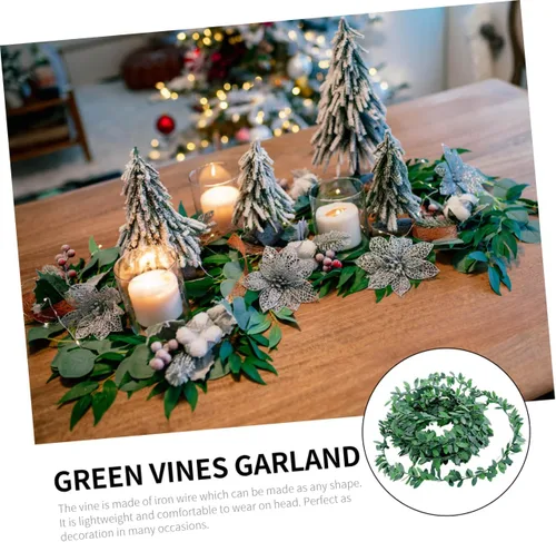 Vista 8 de SEWACC Guirnalda artificial de follaje de vides falsas, guirnalda de hojas verdes, plantas de 7.5 M, 2 unidades para bodas, fiestas, jardín, hogar