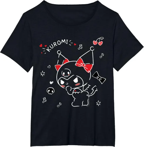 Vista 28 de Kuromi Camiseta Mischievous Tee Shirt Negro