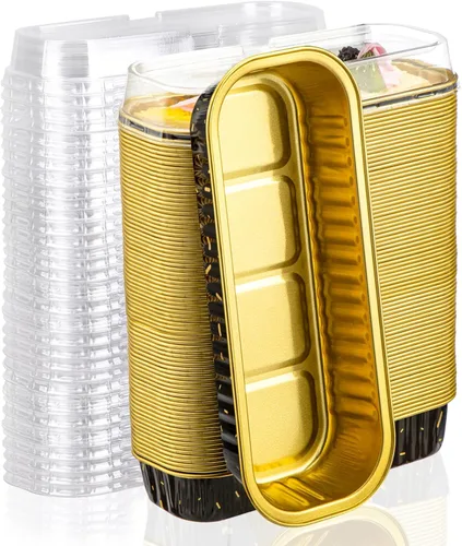 Vista 20 de EUSOAR Forros para magdalenas con tapas, 30 unidades de ramekins de papel de aluminio de 6.8 oz, mini moldes para pan de aluminio desechables