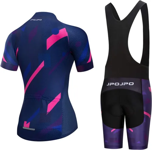 Vista 54 de Camiseta de ciclismo para mujer + pantalones cortos acolchados de manga corta para ciclismo, ropa de bicicleta