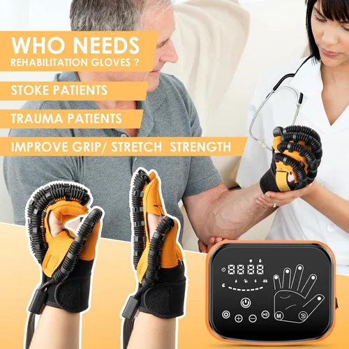 Vista 2 de Guantes robot de rehabilitación, equipo robótico de terapia de accidente cerebrovascular para adultos, dispositivo robótico de recuperación de Negro
