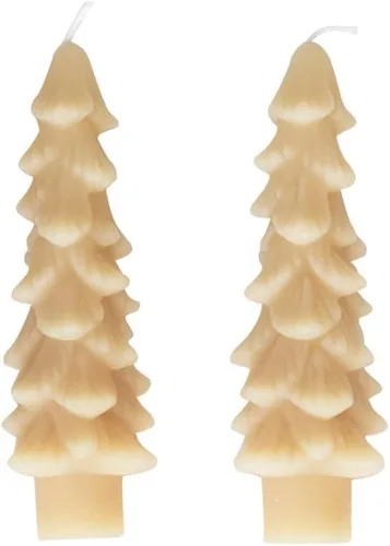 Vista 2 de Creative Co-Op Velas cónicas en forma de árbol sin perfume, ponche de huevo, juego de 2 en caja, 5 pulgadas Eggnog