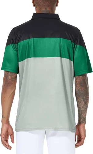 Vista 3 de Polo de golf para hombre grande y alto, ajuste seco, manga corta, impresión, rendimiento que absorbe la humedad, deportivo, casual, polo M-7XL