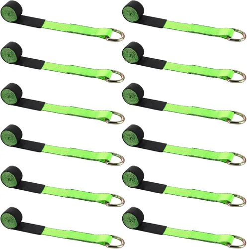 Vista 9 de Paquete de 4 Correas de Remolque de Camión de 2" x 8 pies, Correas de Elevación de Rueda Lasso, Correa de Remolque Lasso con Anillo en D 11, 000