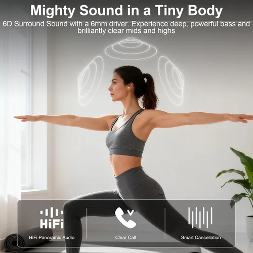Vista 6 de Mini auriculares, auriculares inalámbricos Bluetooth más pequeños para canal auditivo pequeño, ajuste cómodo ergonómico, sonido premium
