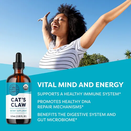 Vista 3 de Vimergy USDA Organic - Líquido de garra de gato - Proporciona apoyo antioxidante* - Beneficia al sistema inmunológico* - Vegano, sin gluten, sin OMG