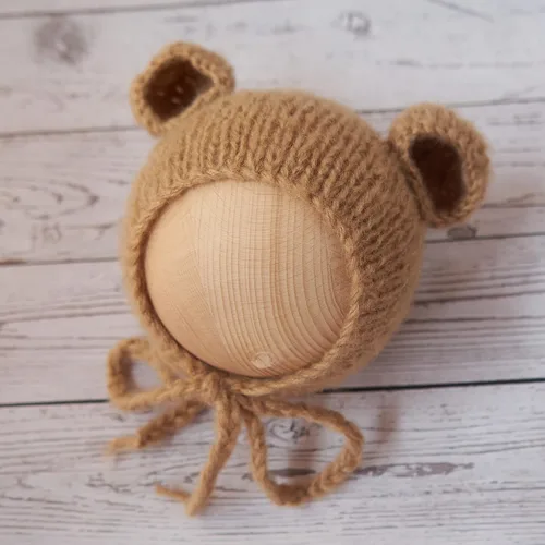 Vista 6 de Accesorios de fotografía para recién nacidos trajes para niños y niñas gorro de oso de angora y mameluco con pies conjunto de disfraz para sesión