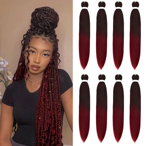 Vista 57 de 8 paquetes de extensiones preestiradas - 16 pulgadas de cabello trenzado premium, 55G/paquete, sin picazón, fijación en agua caliente, textura Perm