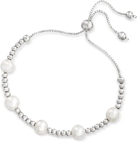Vista 3 de Ross-Simons Pulsera Bolo de plata esterlina y perla cultivada de 0.276-0.295in, perla, no conocido