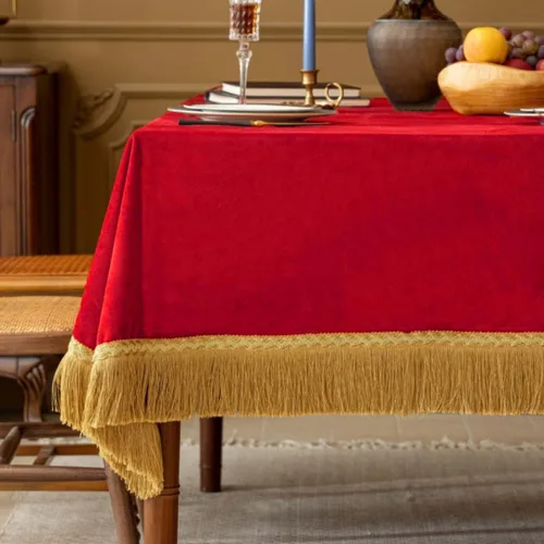Vista 22 de F-CHU - Funda de terciopelo negro de lujo para mesita de noche con flecos dorados, mantel decorativo para mesita de noche, a prueba de polvo