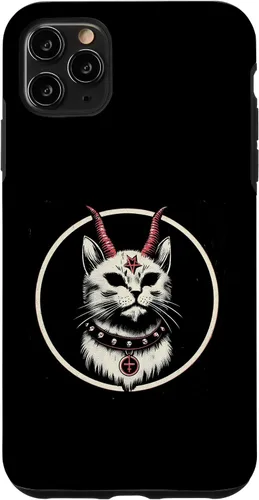 Vista 13 de Funda para iPhone 17 de Baphomet Satánico Oculto de Gato del Diablo