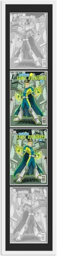 Vista 66 de Marco de cómic blanco mate para cómics publicado entre 1938 y 1955 (marco de madera maciza de cómic de la edad dorada) hecho para mostrar 4 cómics